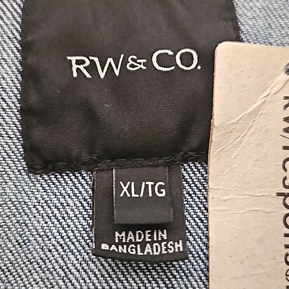 RW&CO. Men's Denim Button-Down Oversized Jean Shirt XL Dark Blue Washed - Picture 8 of 16